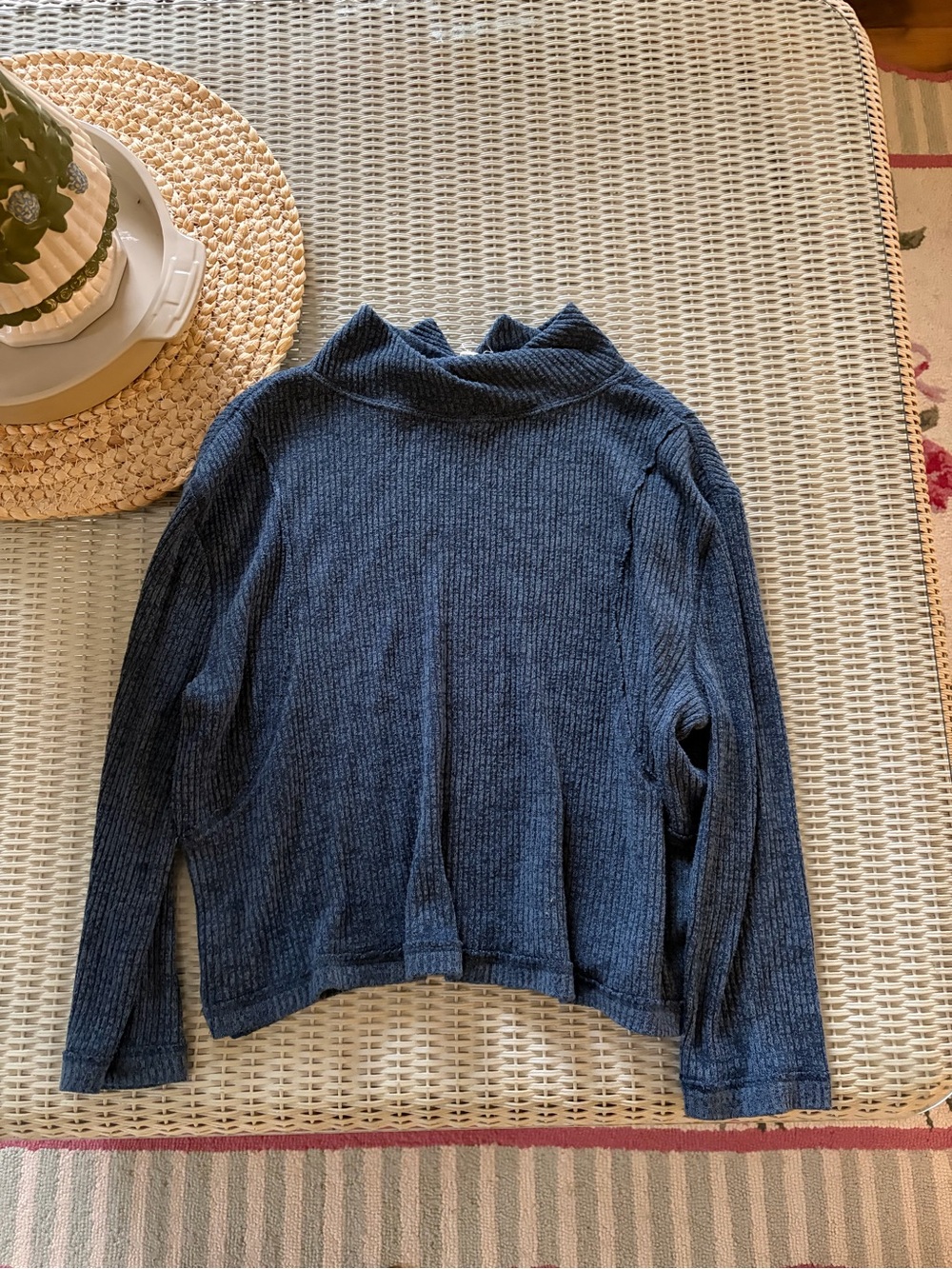 We The Free Ribbed Mock Neck Sweater in Navy Blue